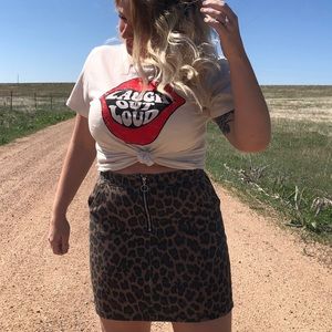 Leopard Denim Skirt